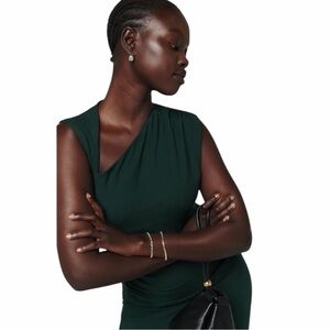 Reformation Amiah Ruched Knit Maxi Dress in Forest Green Size L